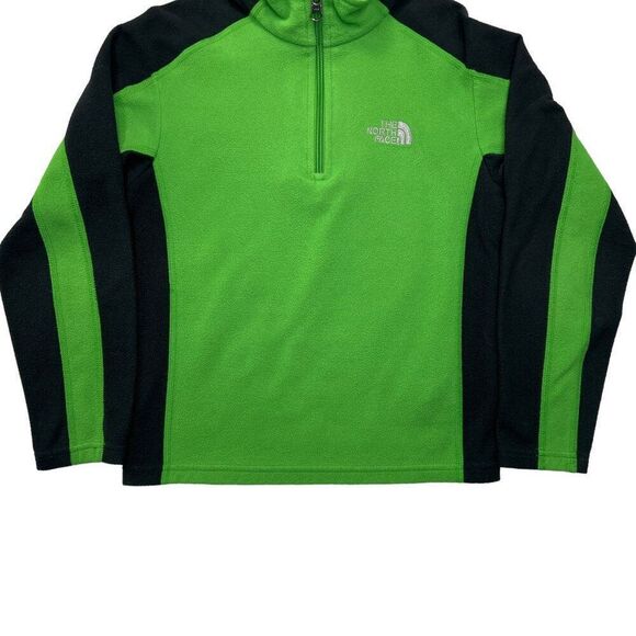 The North Face 1/4 Zip Sweater Boy's Size Small Green Glacier Fleece Pullover - Picture 4 of 11
